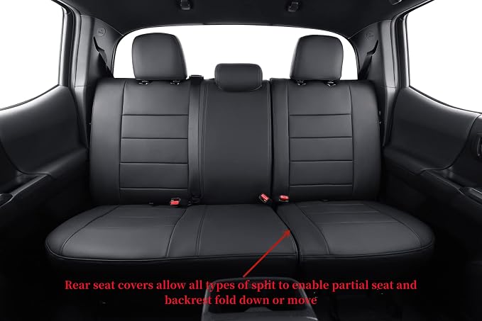 coverdream Tacoma Seat Covers Custom Fit for 2016-2023 Toyota Tacoma Access Cab/Xtra Cab SR SR5,Fully Covered Waterproof Faux Leather Truck Seat Protector-Full Set (Black)