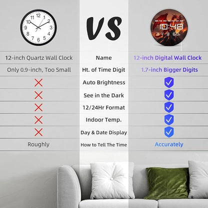 Timethink 12'' Red Fire Dragon Digital Wall Clock LED Display, Fantasy Medieval