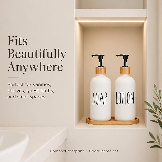 Glass Lotion Dispenser, Refillable Matte Black Hand Lotion Dispenser Suitable
