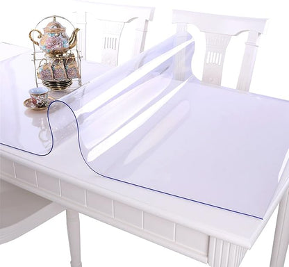 NECAUX Custom 32 x 44 Inch Clear Table Cover Protector, 1.5mm Thick PVC Scratch Resistant Heavy Duty Desk Pad Mat Non-Slip Tablecloth Protector