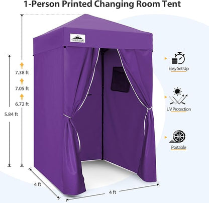 EAGLE PEAK Flex Compact 4x4 Pop-up Canopy Changing Room, Portable Dressing Room, Privacy Changing Tent for Indoor Fashion Photoshoots, Camping, or Pool, Purple