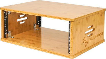 Sound Town DIY 4U Solid Bamboo Studio Rack w/ 14.2" Depth, Ventilation