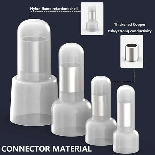 smseace 580 Pcs Nylon Closed End Crimp Connector - Closed End Crimp Caps Terminal for 22-16 AWG, 16-14 AWG, 12-10 AWG - Ideal for Automotive, Audio, and Electrical Applications