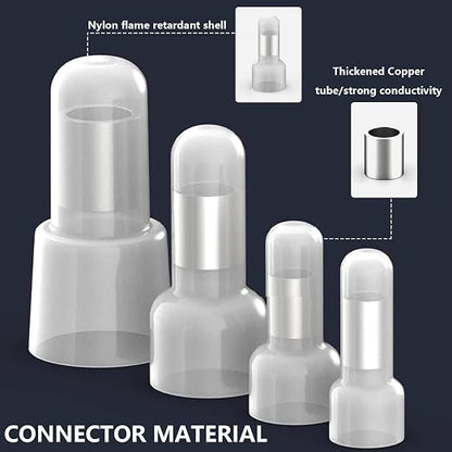 smseace 580 Pcs Nylon Closed End Crimp Connector - Closed End Crimp Caps Terminal for 22-16 AWG, 16-14 AWG, 12-10 AWG - Ideal for Automotive, Audio, and Electrical Applications