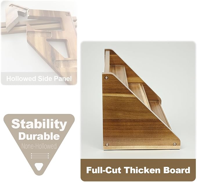 Acacia Wooden Spice Rack for Countertop