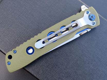 Eafengrow EF27 Folding knife, D2 Steel Blade Everyday Carry, Flipper Open, Liner Lock, G10 Handle Pocket Knifes with Clip for Camping Hiking(Green)