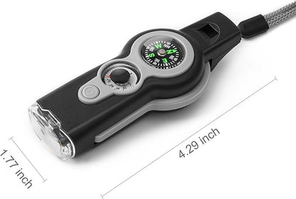 Emergency Survival Function Whistle, Outdoor Multifunctional Tool Safety Whistle with Lanyard, Ideal for Kayaking, Boating, Hiking, Camping, Climbing, Hunting, Fishing, Rescue Signaling