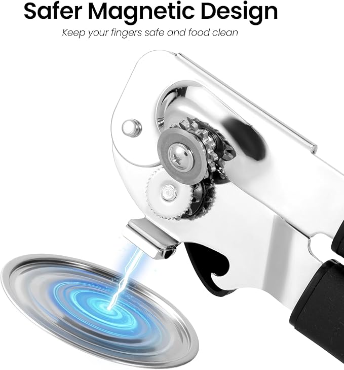 Can Opener Manual with Magnet Lift, Heavy Duty Handheld Smooth Edge Can Tin