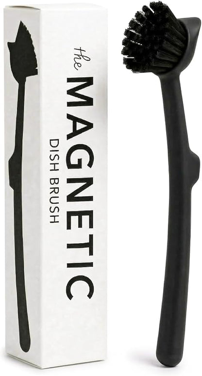 Earth & Mango Magnetic Dish Brush & Scraper, Snaps to Sink, Non-Scratch