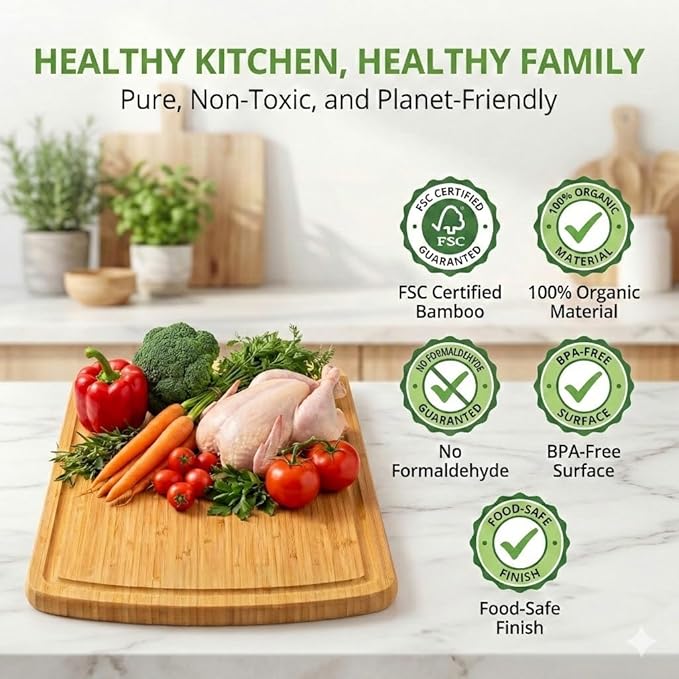 GREENER CHEF 18 Inch Extra Large Bamboo Cutting Board