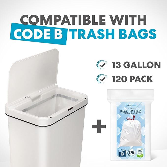 Simpli-Magic 13 Gallon Motion Sensor Touchless Trash Can – Automatic Hands-Free