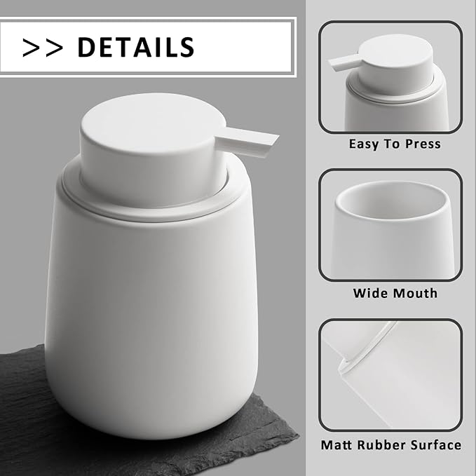 Soap Dispenser Ceramic with Easy-to-Press Pump Hand Lotion Liquid Dispenser