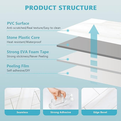 Vamos Tile 100-Piece Glossy Dolomite White Peel and Stick Backsplash Tile