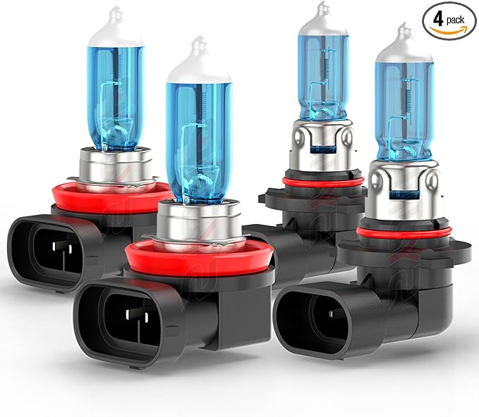 Upgraded Halogen Headlight Bulbs for Toyota 4Runner 2008 2009 2010 2011 2012 2013 2014 2015 2016 2017 2018 2019 2020 2021 2022 2023, High Low Beam Headlamp Lights, 6000k White, 300% Brightness, 4 PCS