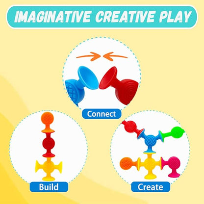 Suction Cup Toys Bath Toys - 12 Pcs Sensory Suction Bath Toy for Toddler Kids, No Hole Bath Suction Toy, Textured Fidget Toys for Travel