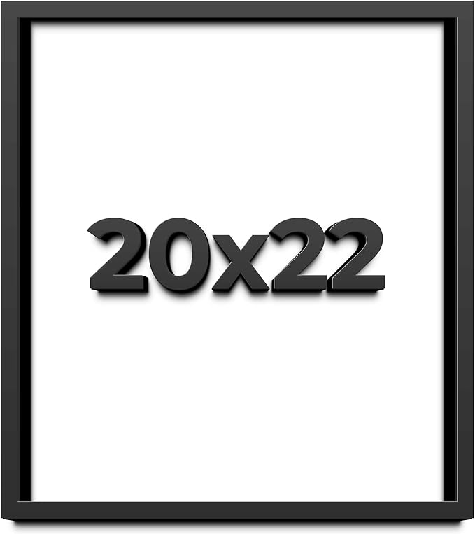 20x22 Shadow Box Frame Black | 1 Inch Deep Solid Wood Shadowbox Display Frame |