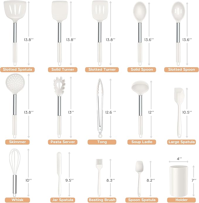 Onader Silicone Kitchen Utensils Set, Includes Heat Resistant Spatula Turner