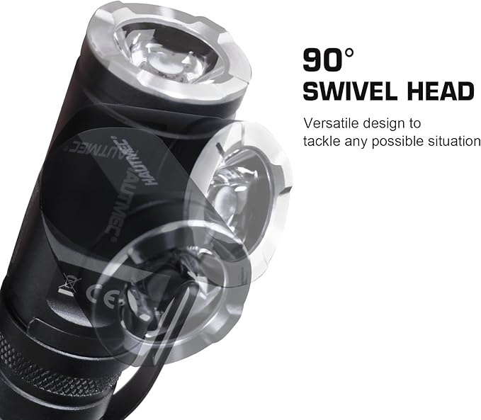 HAUTMEC 1400 Lumen Rechargeable Flashlights LED EDC Flashlight with 90 Degree Flashlight Swivel Head 5 Modes Pocket Flashlight Magnetic Base for Camping, Working, Outdoor, Hiking, Emergency