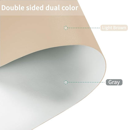 Table Pads for Dining Room Table for Dining Room Table - Can Be Used On Both Sides Waterproof and Easy to Clean Good Flatness Used for Dining Table(Light Brown+Gray 46x72)