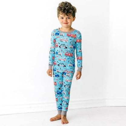 Little Sleepies Two-Piece Pajama Set for Boys & Girls, Soft Viscose from Bamboo Toddler Pajamas for Kids, Family Matching PJs
