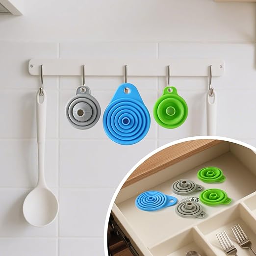 6 Pack Silicone Collapsible Funnels