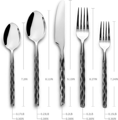 Silverware Set Stainless Steel Flatware Set Cutlery Set Vintage with Twisted Handle Mirror Finished 20 Pieces Service for 4