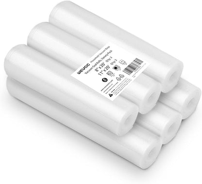 [2024 New] 6 Pack 8" x 20' and 11" x 20', Vacuum Sealer Rolls Bags for Food, Great for Food Storage, Sous Vide and Meal Prep, Wevac Lite