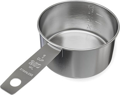 1 Cup Stainless Steel Measuring Cup | Sturdy Metal 250 ml | 240 cc | 8 oz |