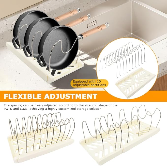 Expandable Pot and Pan Organizer Rack