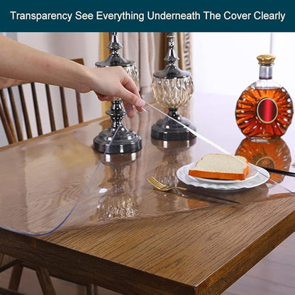 Wadrac Multi Size Clear Vinyl Table Cover Pad Protector 39.4x52.2 Inch Plastic Table Cover Desk Protector Mat Crystal Table Pad Heat Resistant Non-Slip Clear Transparent Tablecloth Cover 1.5mm Thick