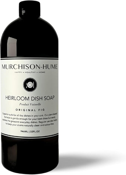 Murchison-Hume Heirloom Dish Soap Refill | Plant-Based Dishwashing Liquid | Cuts Grease | Gentle on Hands | Hypoallergenic | Biodegradable | Safe for Fine China | Original Fig | 32 fl oz