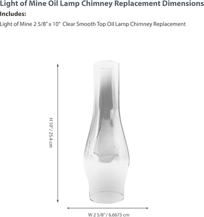 Light of Mine Oil Lamp Replacement Chimneys (2 5/8" x 10")
