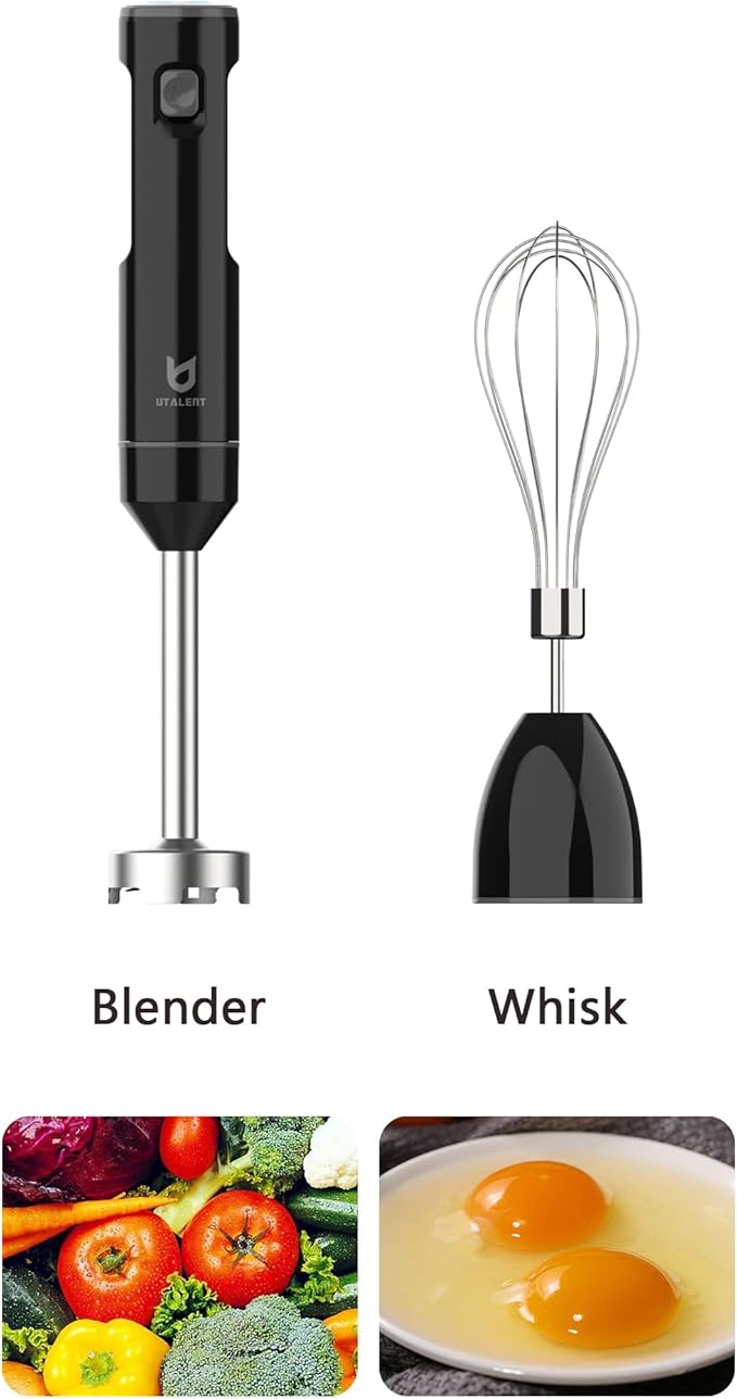 Cordless Hand Blender, UTALENT Variable Speed Immersion Blender handheld