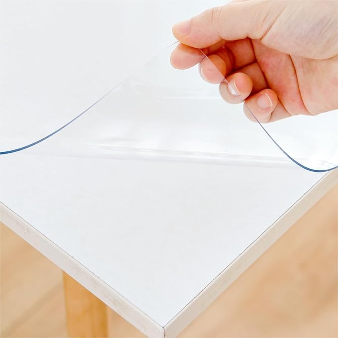 34 x 96 Inch Clear Table Cover Protector, Clear Table Protector for Dining Room Table, 1.5mm Plastic Table Cover, Waterproof Table Pad for Kitchen, Office