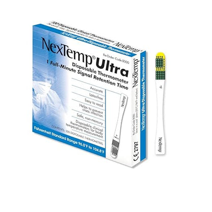 Ultra Single-Use Thermometers - Individually Wrapped Disposable First Aid Supplies, High-Accuracy Reading, For Business, School, and Healthcare Use, Fahrenheit, 100-Pack, by Medical Indicators