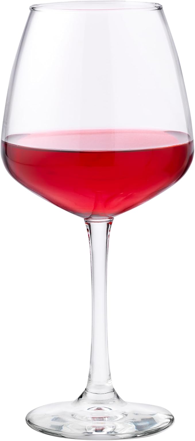 Libbey Vina Diamond Balloon Wine Glasses Set, Unique Angular Red Wine Glasses Set of 12, Large, Elegant Glass Wine Glasses for Celebratory Events