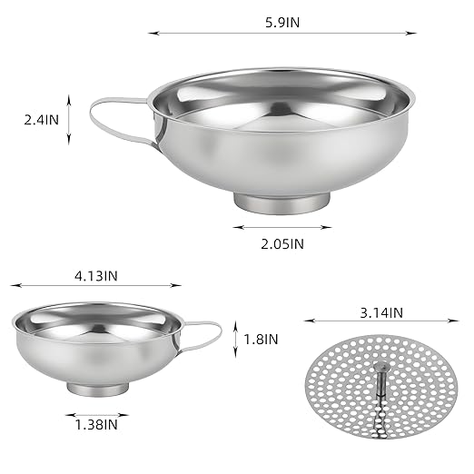Stainless Steel Wide-mouthed Kitchen Funnel, 2 Sets