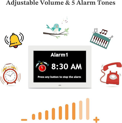 10.1'' Digital Clock, 1280*800p HD Extra Large Display, Dementia Clock