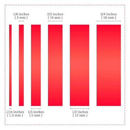 6 Rolls Fine Line Tape 1/16, 1/8, 1/5, 2/5, 1/2, 3/4 Inch x 55 Yard Fineline Masking Tape Painter Adhesive Automotive for DIY Car Auto Paint (Red, Mixed Sizes)