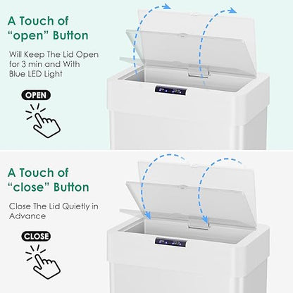 Arlopu Automatic Trash Can, Sensor Motion Stainless Steel Garbage Bin,