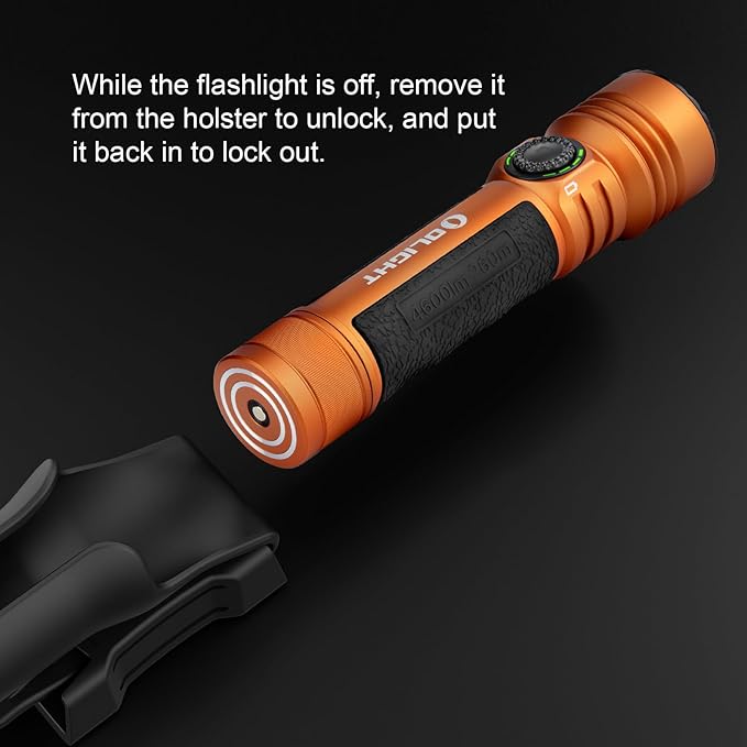 OLIGHT Seeker 4 Pro Rechargeable Flashlights, 4600 Lumens High Powerful Bright Light with USB C Holster, Waterproof IPX8 for Emergencies, Camping, Searching (Orange Cool White)