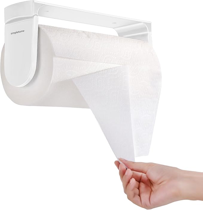 simpletome ONE Hand Tear Paper Towel Holder Under Cabinet Adhesive or Drilling