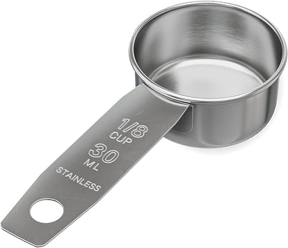 1/8 Cup Stainless Steel Measuring Cup | Sturdy Metal 30 ml | 30 cc | 1 oz |