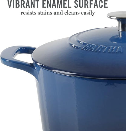 MARTHA STEWART Gatwick 7-Quart Enamel Cast Iron Dutch Oven Pot