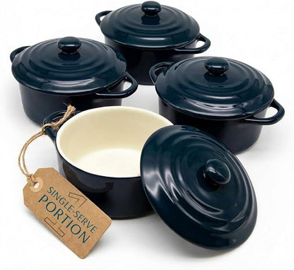Kook Ceramic Mini Cocotte Set, Small Casserole Dishes