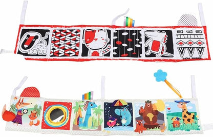High Contrast Tummy Time Toys, Black and White Crinkle Books for Babies, Baby Books 0-6 Months, Infant Mirror Toy with Teether, Double-Sided Baby Toys for Boys and Girls