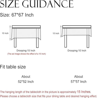 ISAENNE Designer Grayish Green Linen Square Tablecloth,Floral Elegant Stain Resistant Table Cloth,Fall Vintage Decor Tablecloths for Dining Thanksgiving Kitchen Tea Party,67"*67"-Andrew A