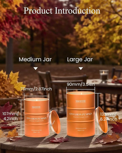 M&SENSE Cinnamon Pumpkin Scented Candles Natural Non Toxic, Aromatherapy Candle for Stress Relief Meditation Relaxing, Housewarming Gifts for Women Men, 11.3oz 70 Hour Long Burning