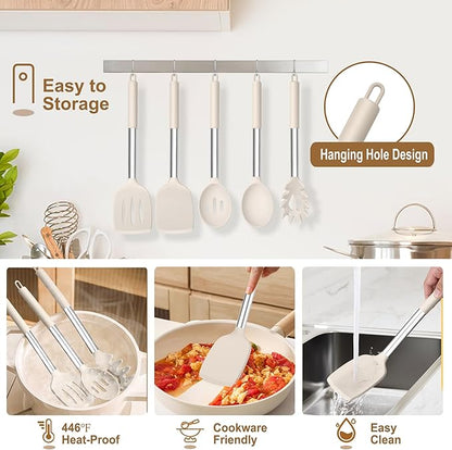TeamFar Cooking Utensils Set, Heatproof & Healthy, Nonstick & Easy Clean