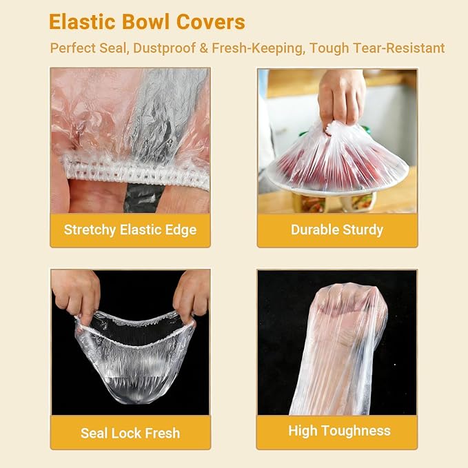 100Pcs Extra Large Plastic Bowl Covers Fits 6-13 Inch Bowls, Elastic Reusable